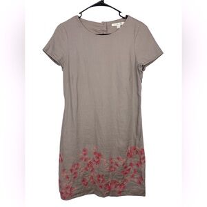 Boden Women’s Embroidered Hem Linen Dress Beige/Tan Workwear Size 4R